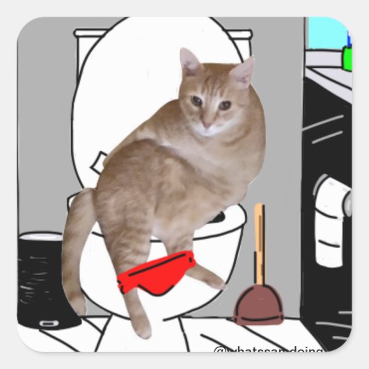 Sam Le Cat Privacy Please Stickers スクエアシール (正面)