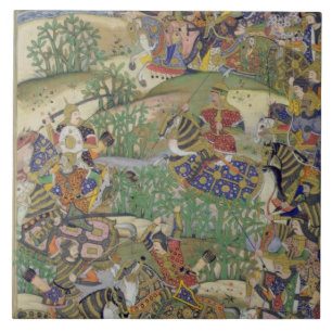 Samalの戦いの皇帝Akbar (r.1556-1605) タイル