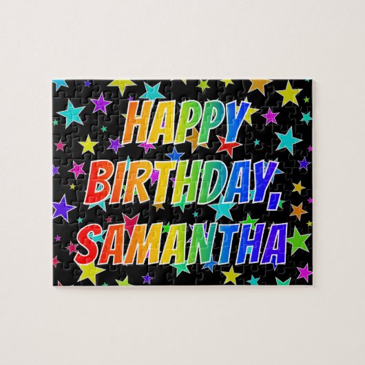 「SAMANTHA」名、おもしろい「ハッピーバースデー」 ジグソーパズル (横)