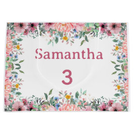  Samantha Floral Gift Bag, Large 3rd Birthday  ラージペーパーバッグ