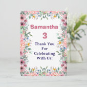 Samantha Floral Thank You Card, 3rd Birthday  サンキューカード (スタンド正面)