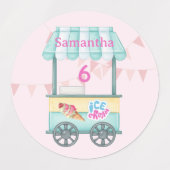 Samantha's Sweet 6th Ice Cream Party Labels ラベル (デザイン1)