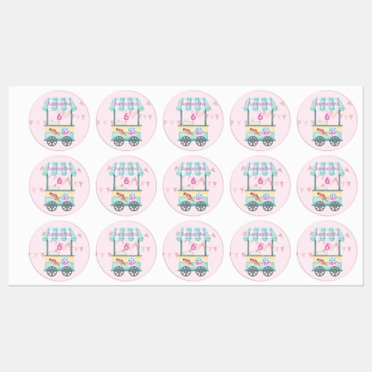 Samantha's Sweet 6th Ice Cream Party Labels ラベル (シート)