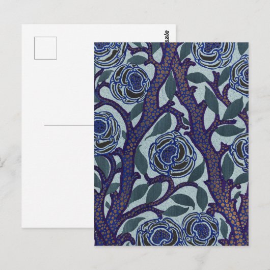 Samarkand inspired Floral Pattern Art Nouveau ポストカード (正面/裏面)
