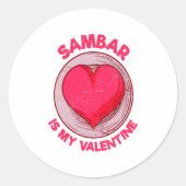 Sambar Is My Valentine Stew Vegetable Dish Humor  ラウンドシール (正面)