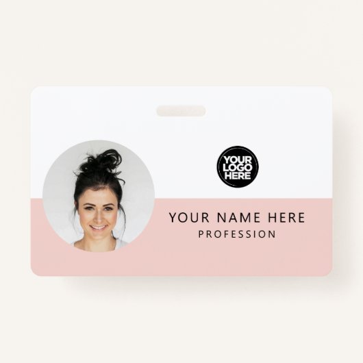 Same Front and Back | Employee Photo, Logo, Name バッジ (裏面)