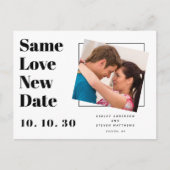 Same Love モダンタイポグラフィ写真Save the Date Po ポストカード (正面)