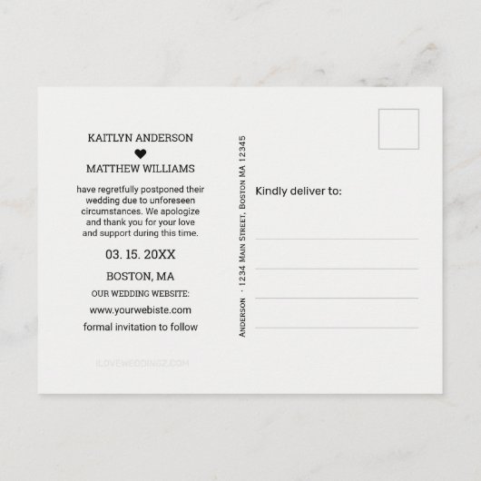 Same Love 違う Date退色した写真タイポグラフィ 案内ポストカード (裏面)