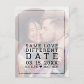 Same Love 違う Date退色した写真タイポグラフィ 案内ポストカード (正面)