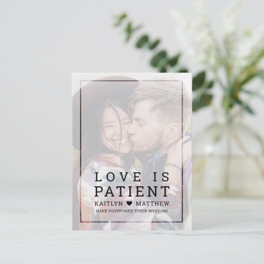 Same Love 違う Date退色した写真タイポグラフィ 案内ポストカード (スタンド正面)