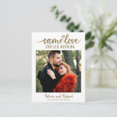 Same Love Cuteハートダウンサイ結婚ズの3つのフォトポスト ポストカード (スタンド正面)