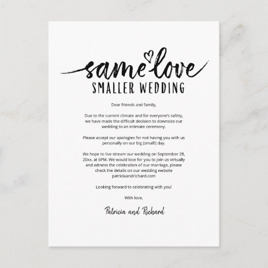 Same Love Cuteハートダウンサイ結婚ズはがき ポストカード (正面)