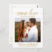 Same Love Downsizeの結婚発表写真金ゴールド ポストカード (正面/裏面)
