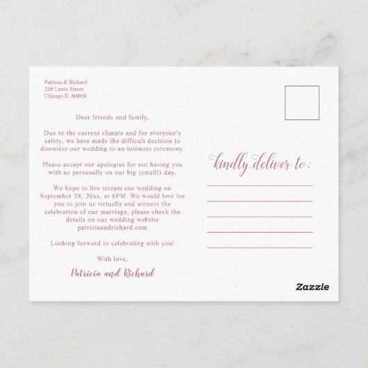 Same Love Downsizeの結婚発表写真 ポストカード (裏面)