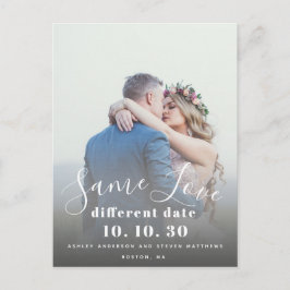 Same Love Hand Lettered Script Photo Save the Date ポストカード