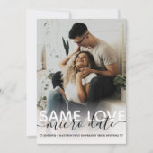 Same Love MICRO Dateの結婚タイポグラフィ写真 案内状 (正面)