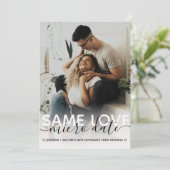 Same Love MICRO Dateの結婚タイポグラフィ写真 案内状 (スタンド正面)