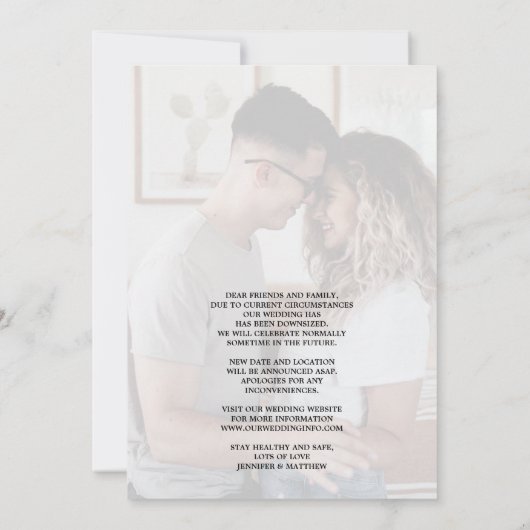 Same Love MICRO Dateの結婚タイポグラフィ写真 案内状 (裏面)