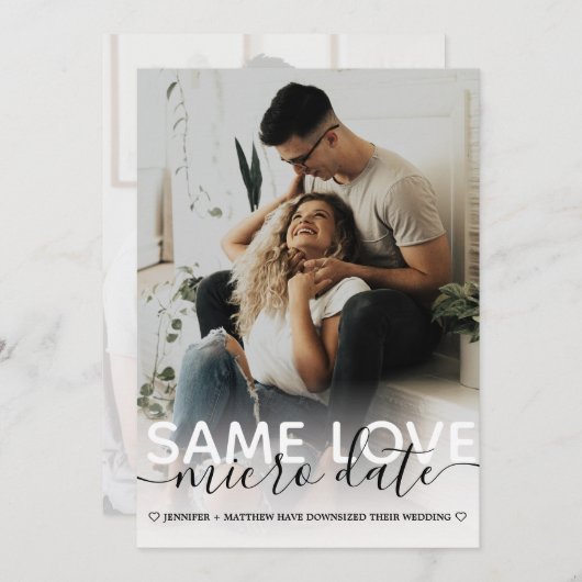 Same Love MICRO Dateの結婚タイポグラフィ写真 案内状 (正面/裏面)