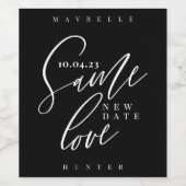 Same Love Newの結婚日付の書エレガント道 ワインラベル (シングルラベル)