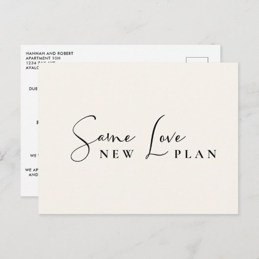Same Love New Planクリーム結婚の延期 案内ポストカード (正面/裏面)