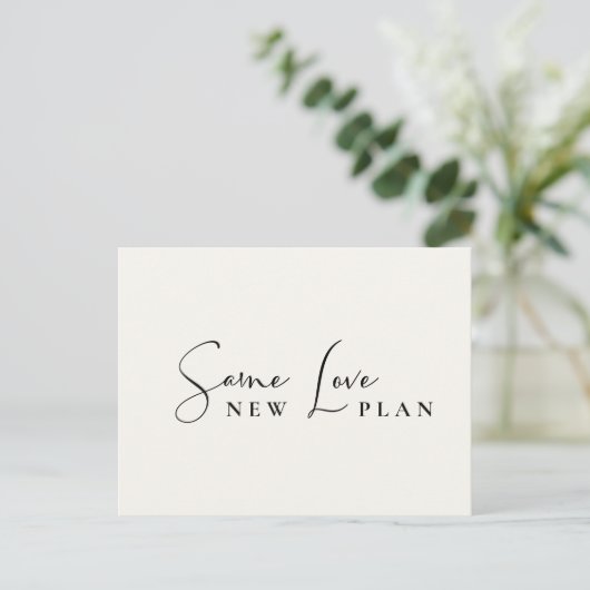 Same Love New Planクリーム結婚の延期 案内ポストカード (スタンド正面)