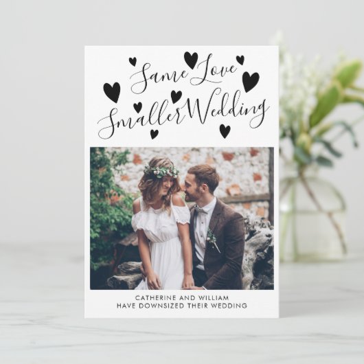 Same Love Small's結婚の小型化ハート写真 案内状 (スタンド正面)