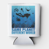 Same Planet Different World Scuba Diver 缶クーラー (正面)