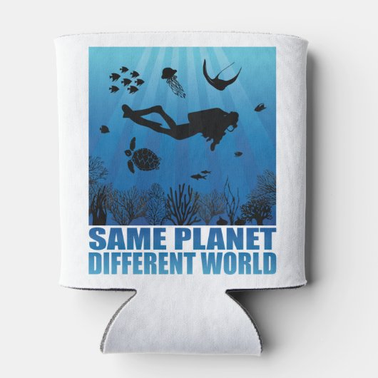 Same Planet Different World Scuba Diver 缶クーラー (裏面)
