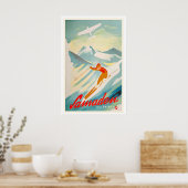 Samedan Engadin Switzerland Vintage Ski Poster ポスター (キッチン)