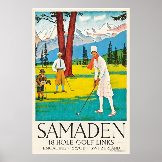 Samedan Switzerland Engadine Golf Club Vintage ポスター (正面)