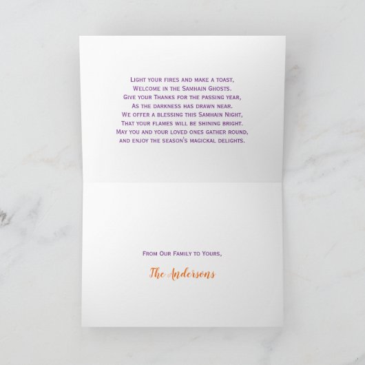 Samhain Blessings Pumpkins & Candles Halloween シーズンカード (内部)