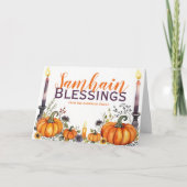 Samhain Blessings Pumpkins & Candles Halloween シーズンカード (正面)
