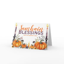 Samhain Blessings Pumpkins & Candles Halloween
