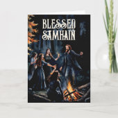 Samhain Night Fall Forest Pagan Bonfire Halloween カード (正面)