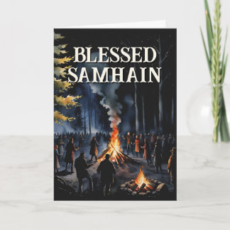 Samhain Night Fall Forest Pagan Bonfire Halloween カード