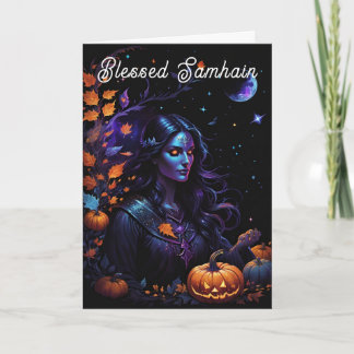 Samhain Pagan Witch Blessed Halloween Fall Night カード