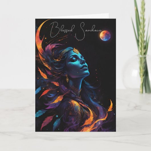 Samhain Pagan Witch Blessed Halloween Fall Night カード (正面)