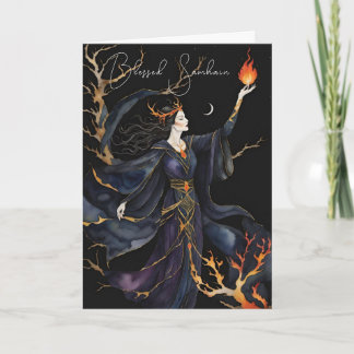 Samhain Pagan Witch Blessed Halloween Fall Night カード