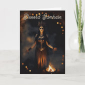 Samhain Pagan Witch Blessed Halloween Fall Night カード (正面)