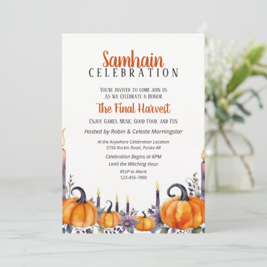 Samhain Party Fall Pumpkins & Candles Invitation 招待状 (スタンド正面)