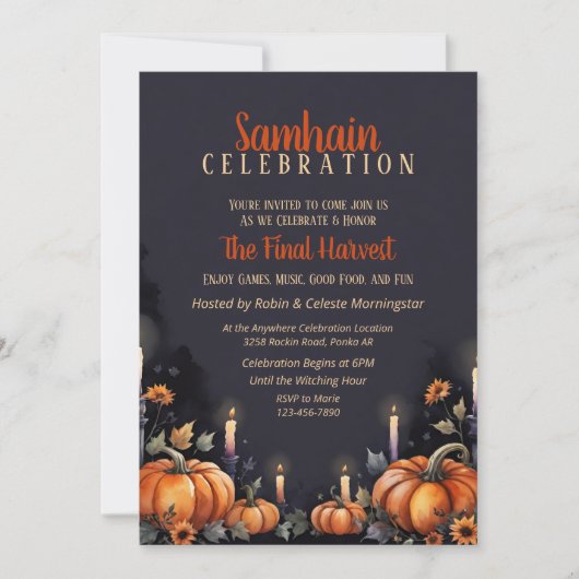 Samhain Party Fall Pumpkins & Candles Invitation 招待状 (正面)