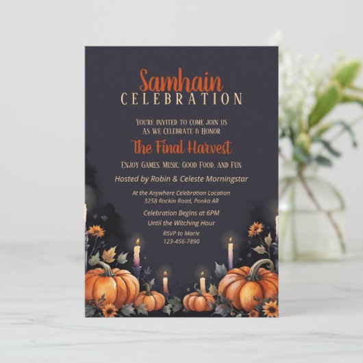 Samhain Party Fall Pumpkins & Candles Invitation 招待状 (スタンド正面)