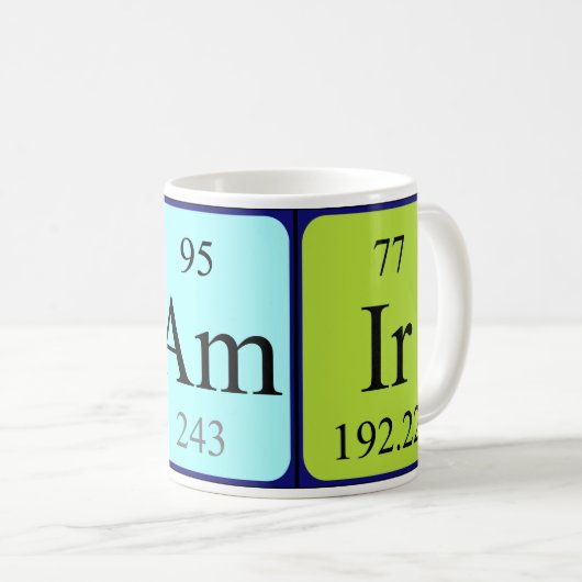 Samirの周期表の名前のマグ コーヒーマグカップ (正面右)