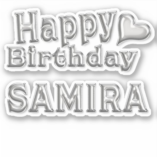 Samira Happy Birthday silver Aufkleber Sticker シール (正面)