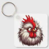 "Sammy Silkie Chicken Face" Aluminum Keychain キーホルダー (正面)