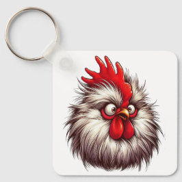 "Sammy Silkie Chicken Face" Aluminum Keychain キーホルダー