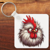 "Sammy Silkie Chicken Face" Aluminum Keychain キーホルダー (正面)
