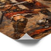 Samnite vs Gaul Gladiator Battle Acrylic Painting  ポスター (角)