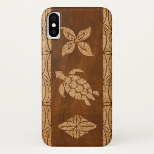 SamoanカメのトーテムのフェイクなKoa木サーフボード iPhone X ケース